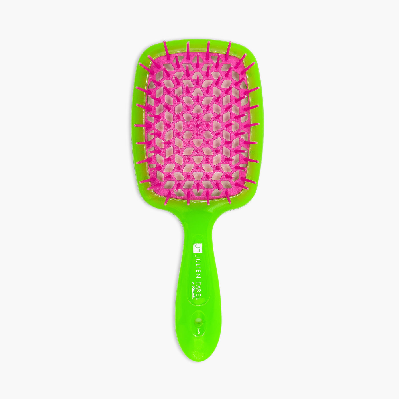 Lime Green Paddle Brush with Pink Bristles