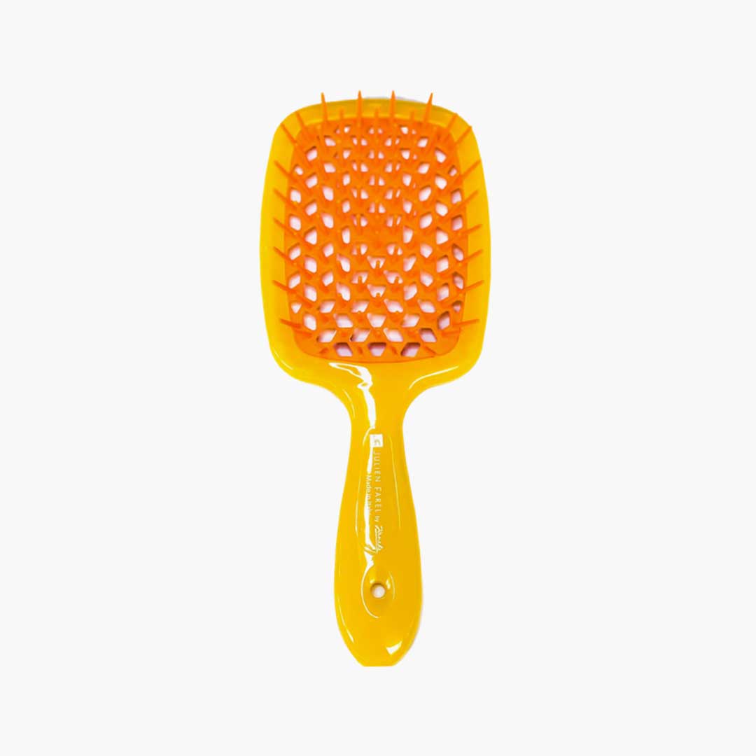 Yellow Paddle Brush with Orange Bristles